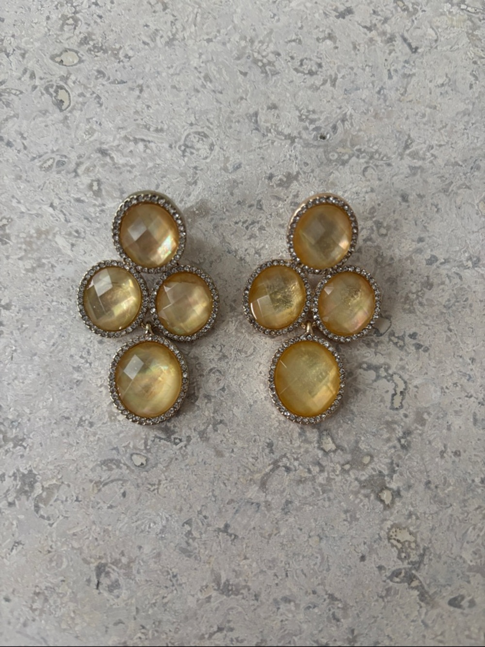 Yellow Crystal Cluster Clip Earrings - Women Jewelry
